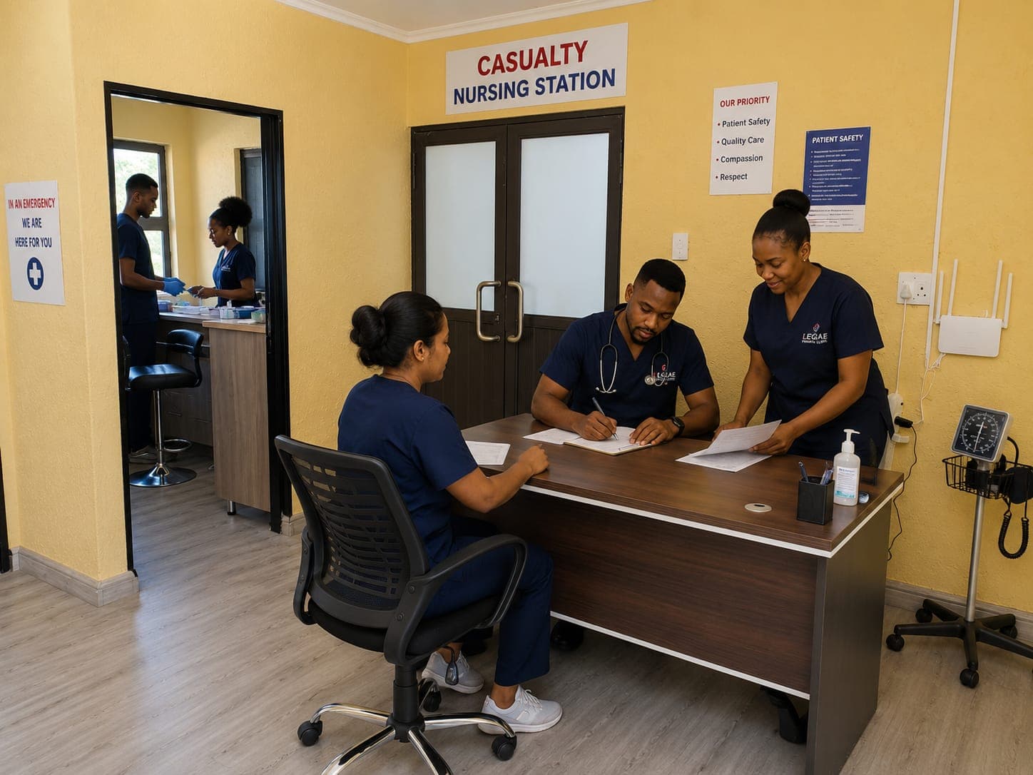 Casualty nursing station with modern medical equipment