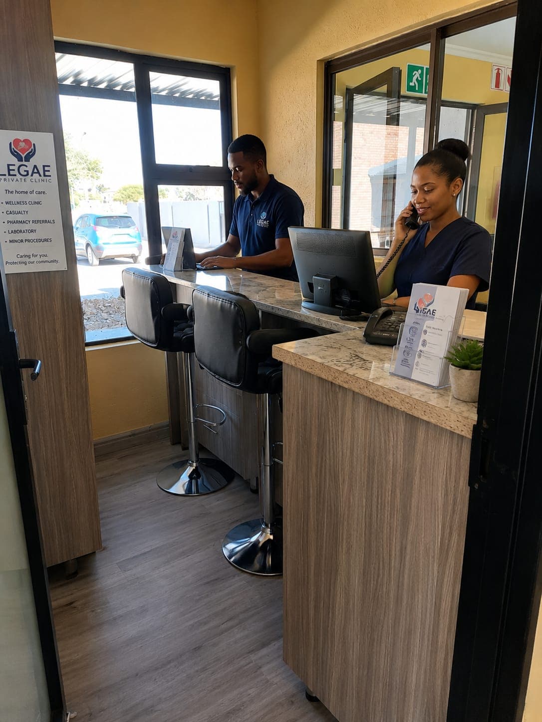 Professional reception and front desk area